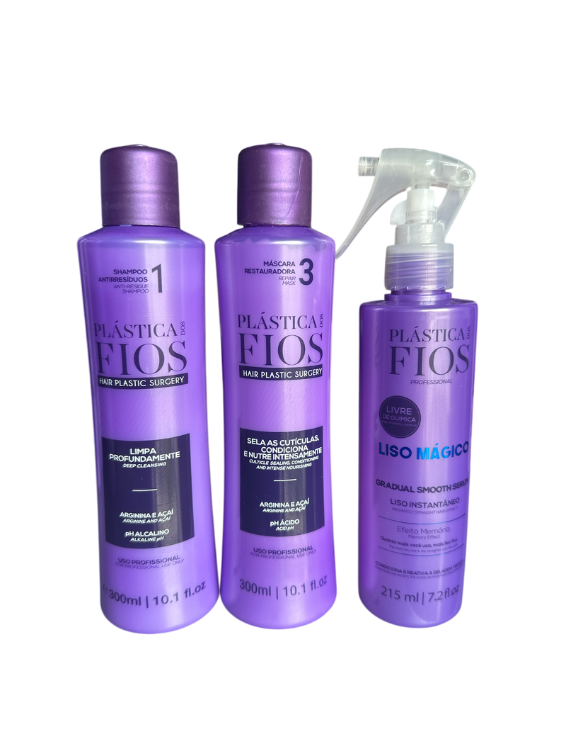 Cadiveu Plastica Dos Fios Sexy Haar Set. Shampoo, Spülung und Magic Fluid