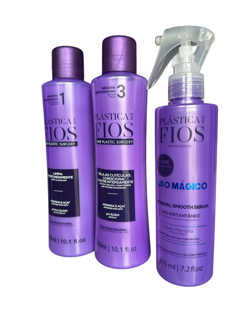 Cadiveu Plastica Dos Fios Sexy Haar Set. Shampoo, Spülung und Magic Fluid