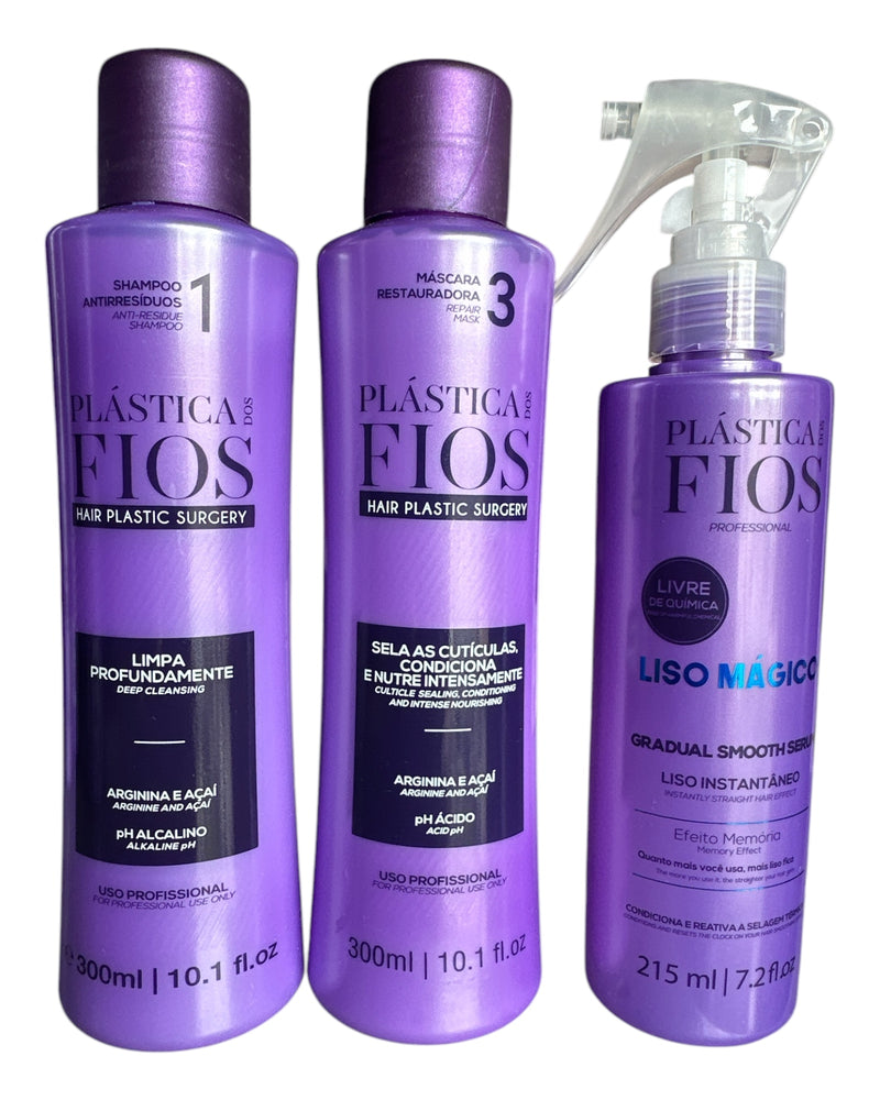 Cadiveu Plastica Dos Fios Sexy Haar Set. Shampoo, Spülung und Magic Fluid