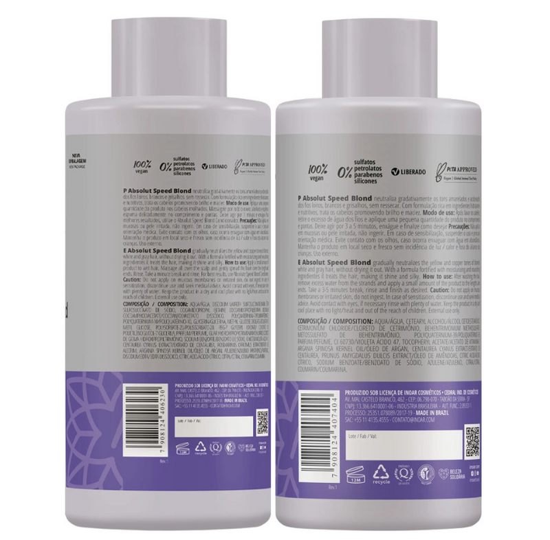 Inoar Shampoo And Conditioner Absolut Speed Blond Kit 800ml  27fl.oz - Keratinbeauty