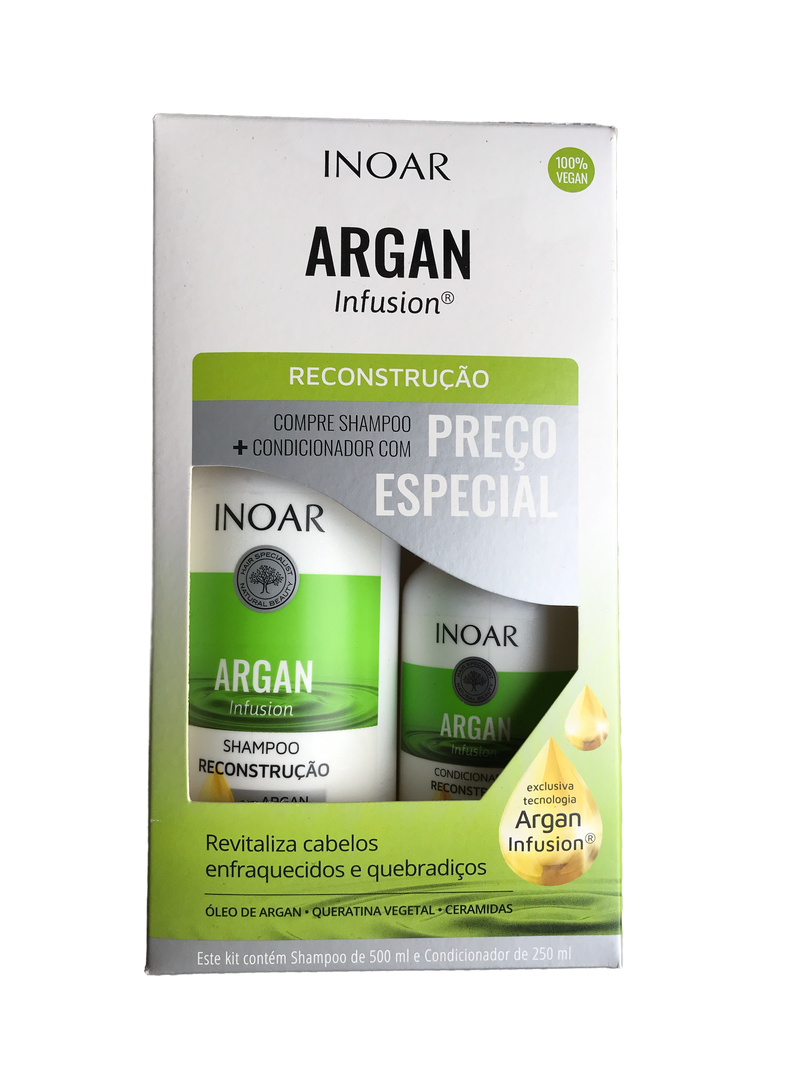 Inoar Argan Infusion Reconstruction Vegan Shampoo and Conditioner Kit - Keratinbeauty