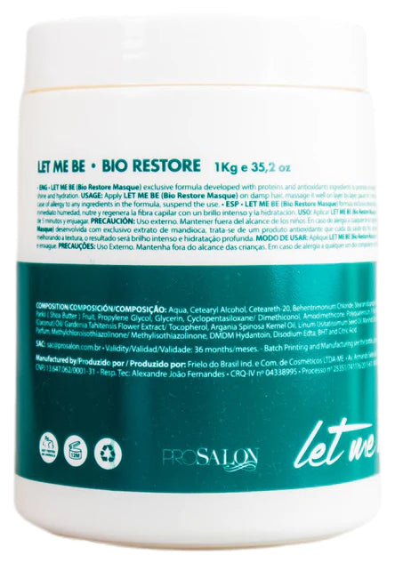 LET ME BE BIORESTORE HAIR REGENERATING MASK 1000g 35.2oz - Keratinbeauty